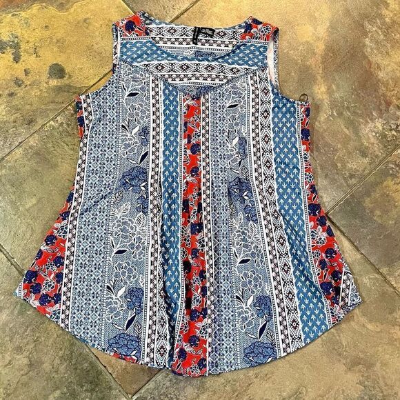 New Directions Floral Sleeveless Blouse Medium - Picture 4 of 9